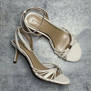 WHBM Gold Detail Strappy Leather Sandal 8.5